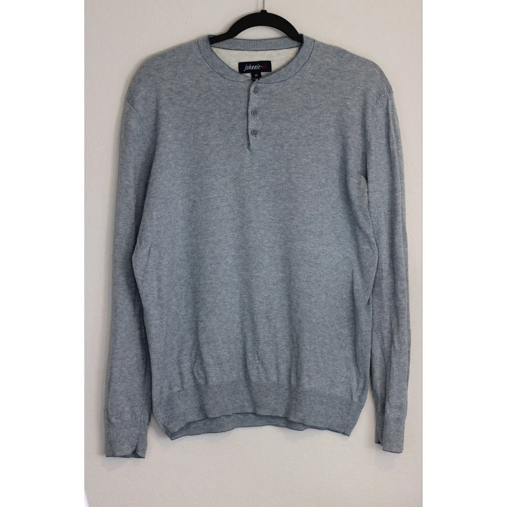 Johnnie-O Cotton Silk Henley Sweater Mariner Blue‎ Lightweight Knit Men's M